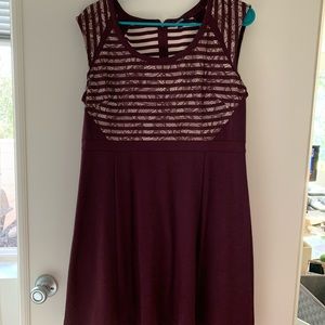 Maroon Dress with Layered Lace